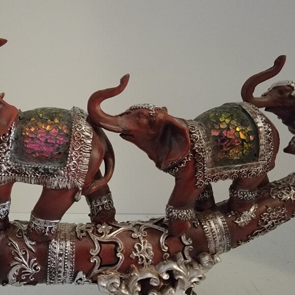 Elephant Family Of 3 Walking On Tusk Bridge -New - Picture 6 of 10